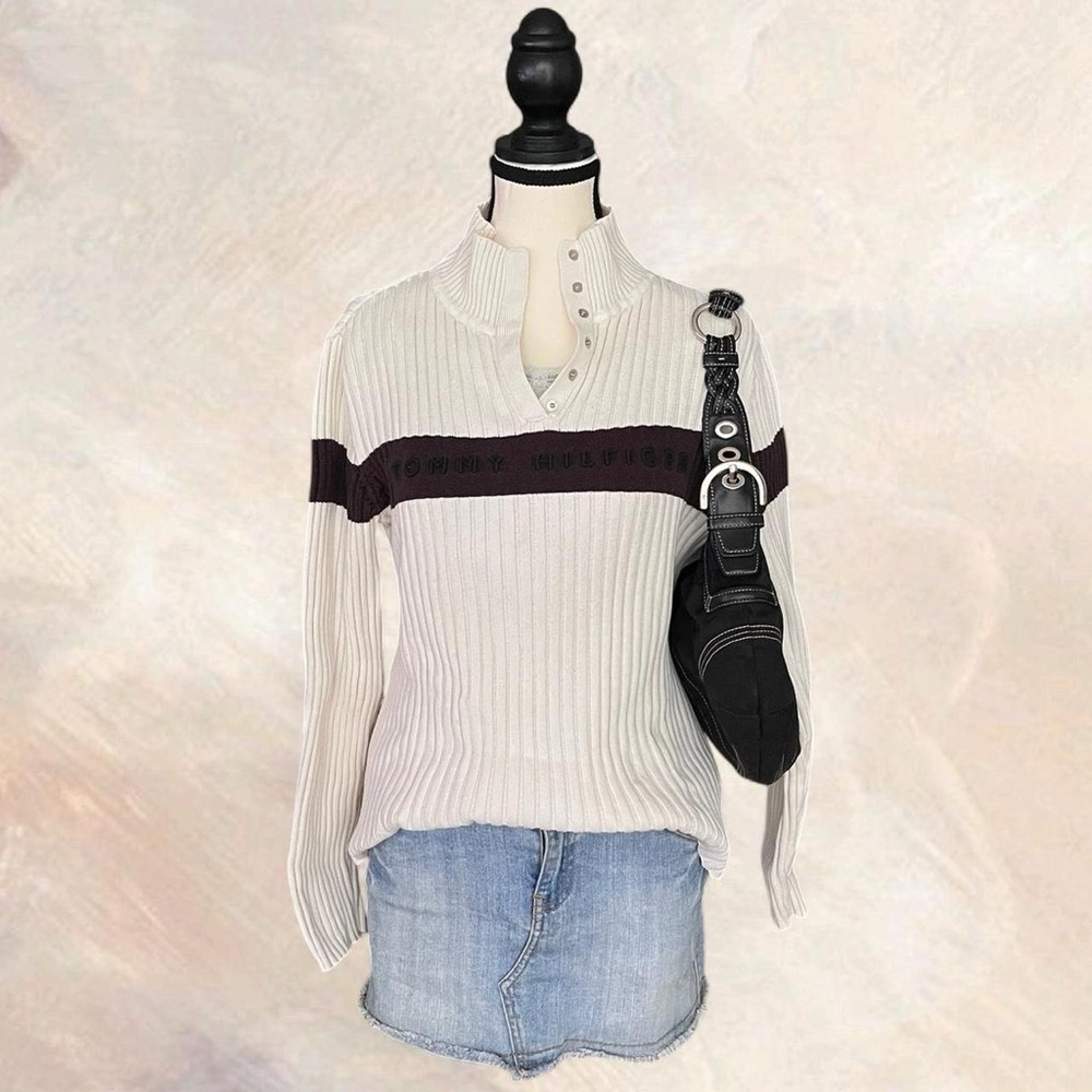 Tommy Hilfiger Cream Sweater with Black Stripe